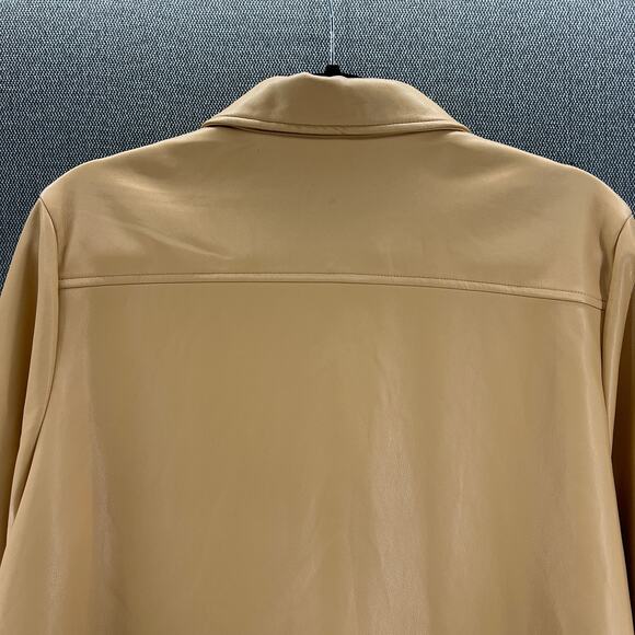 Marc New York Women's Faux Leather Cut Out Design Raw Edge Beige Jacket Size L - Picture 11 of 13